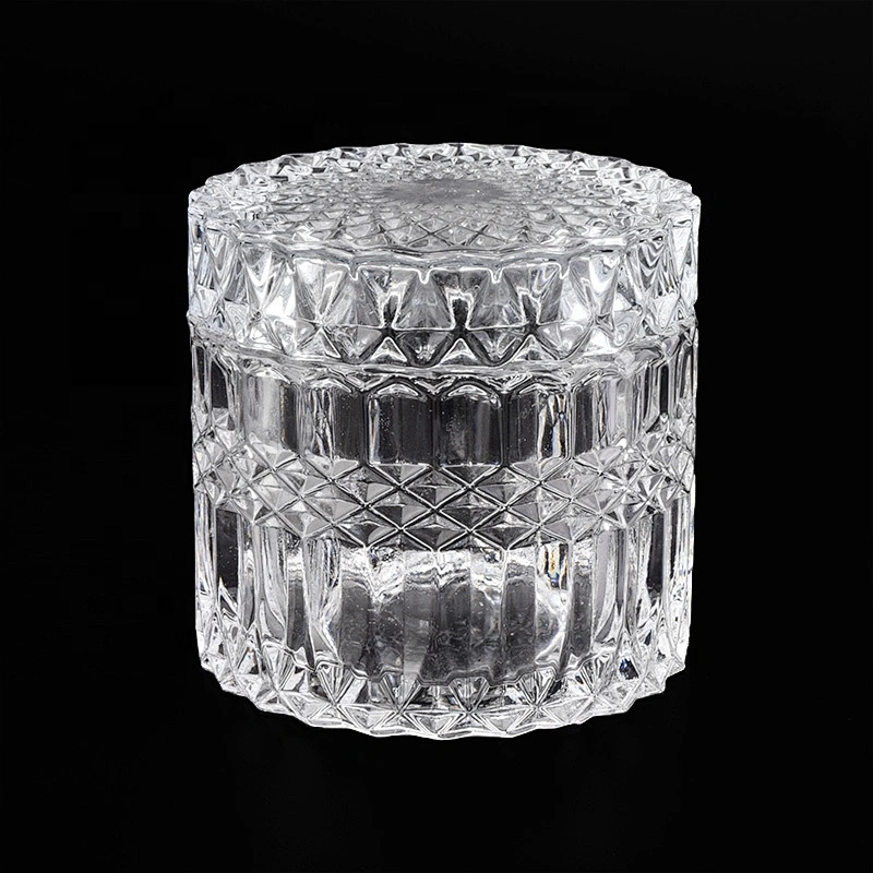 glass candle jar with lid for home decor, empty glass container