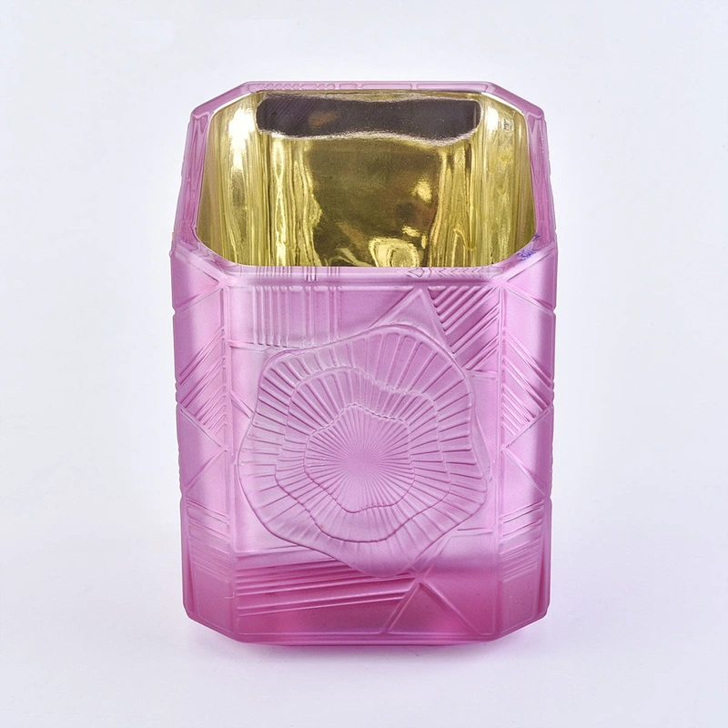 Sunny design custom pink luxury square Glass candle holder
