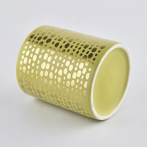 Hot selling bulk gold decorative unique ceramic candle jar for wedding