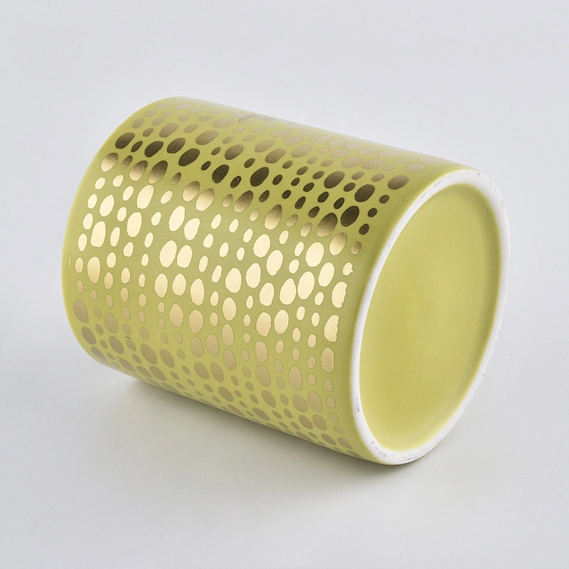 Hot selling bulk gold decorative unique ceramic candle jar for wedding