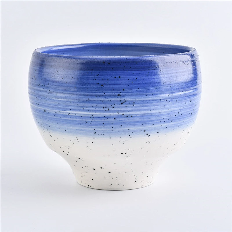 Sunny Glassware design blue color ceramic candle jars ceramic candle containers