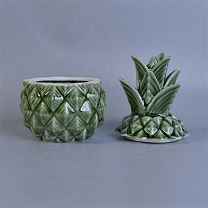 Pineapple-shape ceramic votive candle vessel luxury candle holder with lid home decor wholesale