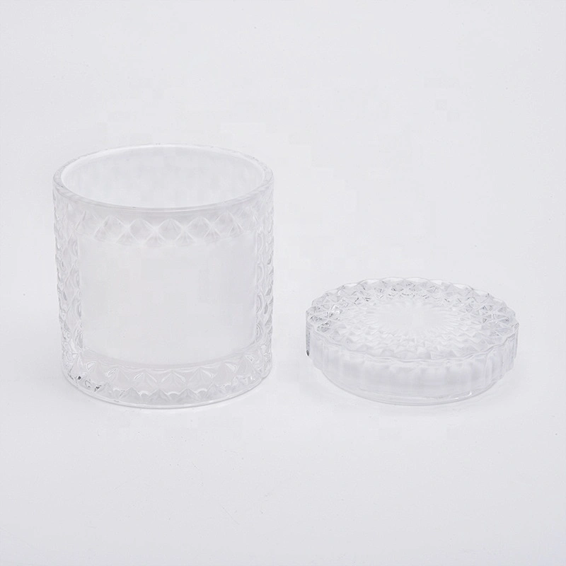 9oz White Glass Candle Vessels with Glass Lids Home Decor Wholesales