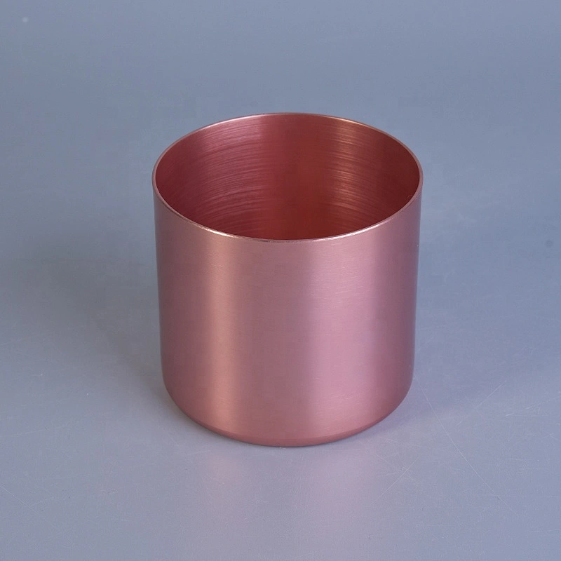 Vintage Plating Pink Metal Candle Jars Metal Container for Wedding Decoration supply