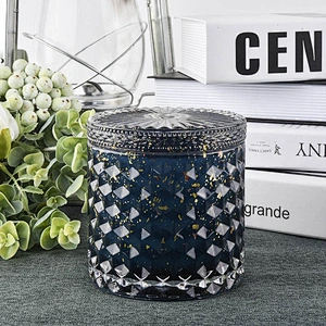 10oz 12oz 14oz manufacturer  scented Luxury embossed glass candle jar with lid
