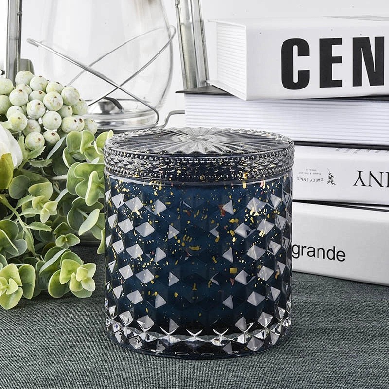 10oz 12oz 14oz manufacturer  scented Luxury embossed glass candle jar with lid