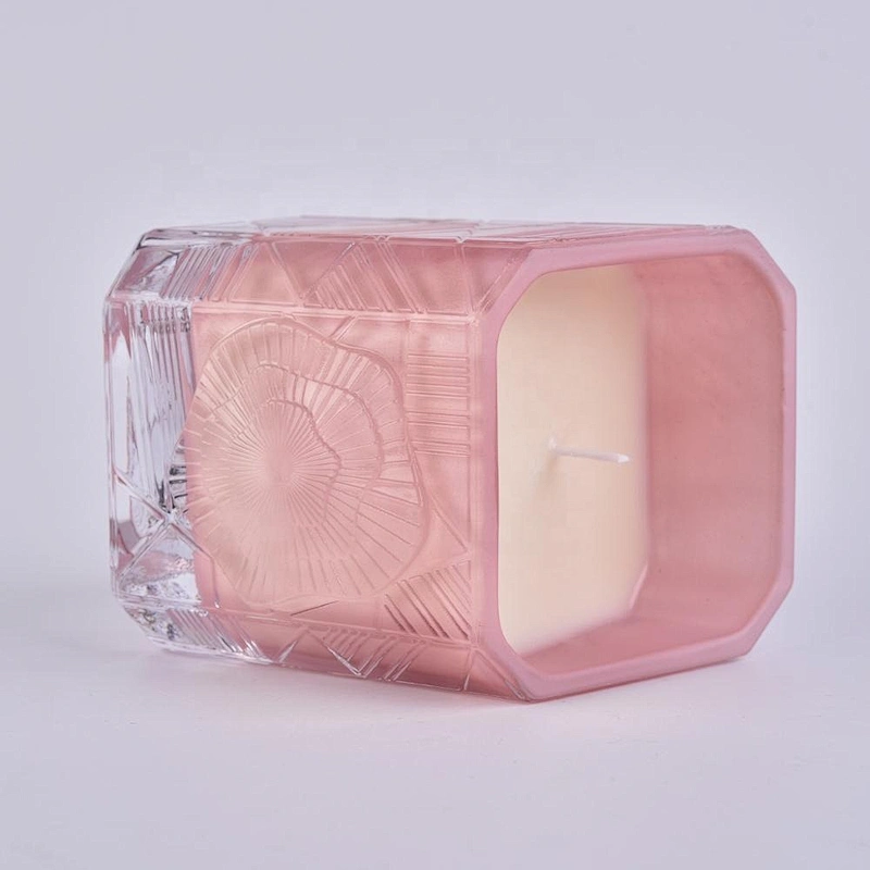 Custom Trapezoid pink tealight candle glass holder