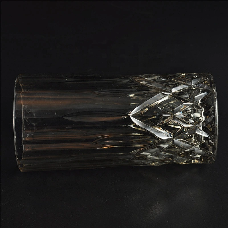 Tall glass candle holders engraved bottom wholesale home decoration