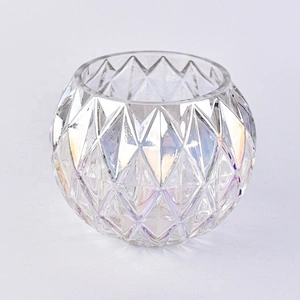 Round glass candle vessel diamond luxury glass jar