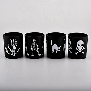 custom black glass candle jars for Halloween