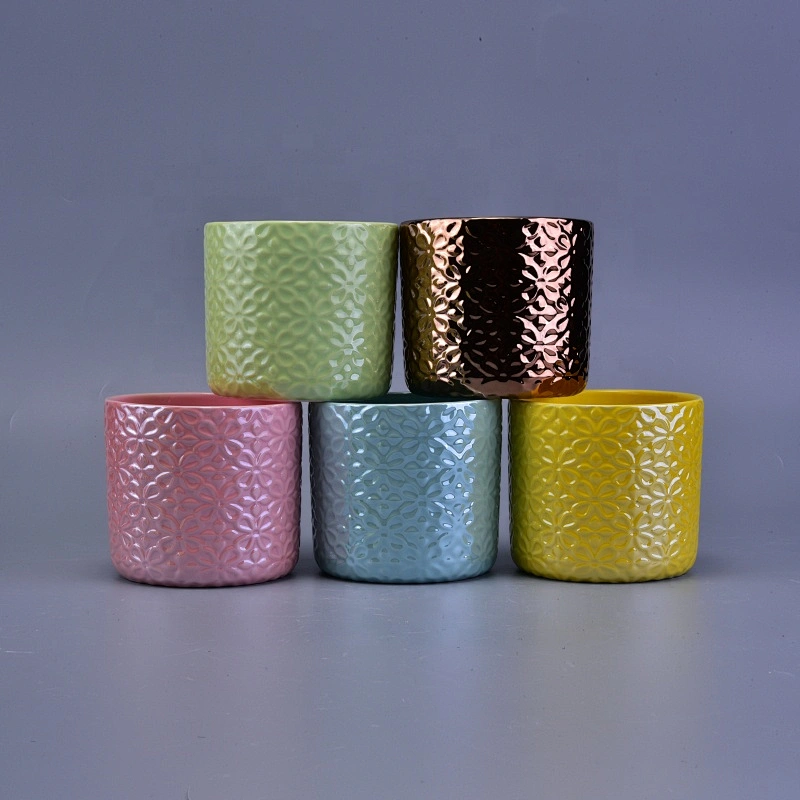 Cylinder decorative glaze ceramic candle jars in bulk