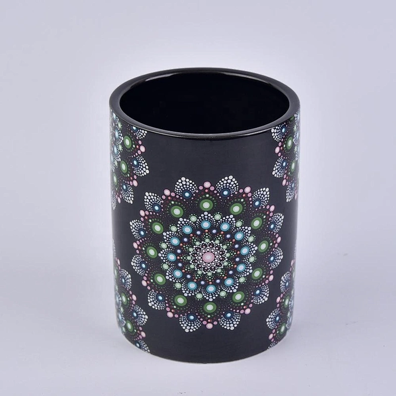 Wholesales black empty ceramic jars for luxury candle making