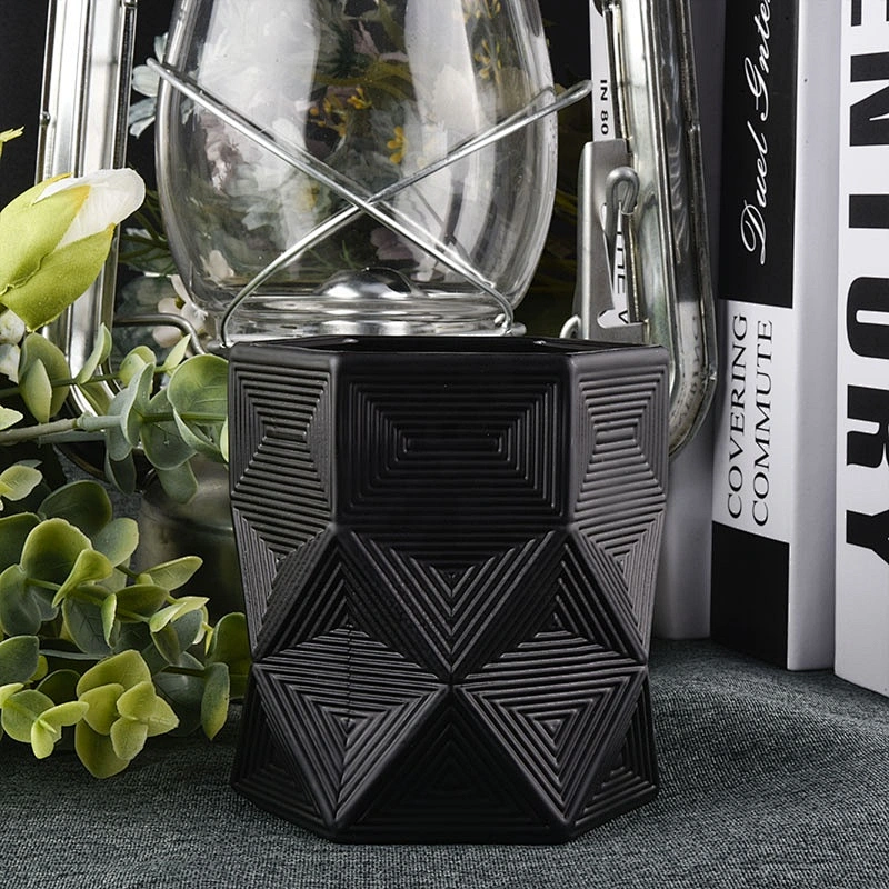 8oz 10oz 12oz Sunny black Luxury Hexagon custom glass candle jar