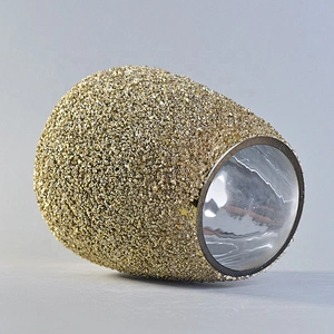 Luxurious tall glass candle holder with gold granular varnish home decoration wholesale