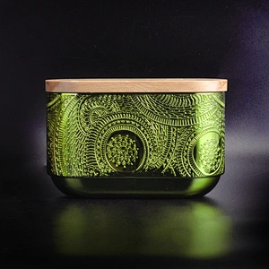 20oz christmas tealight Glass candle holders with wood cover