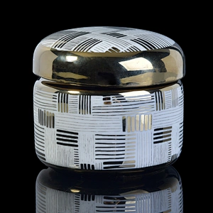 6oz 8oz Wholesales custom gold ceramic candle jars with lid cover