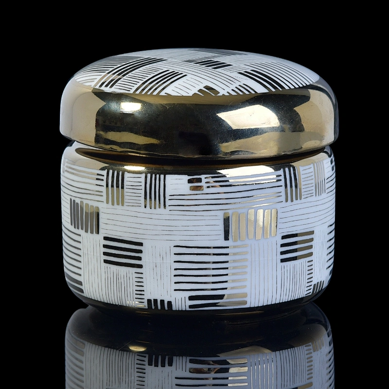 6oz 8oz Wholesales custom gold ceramic candle jars with lid cover