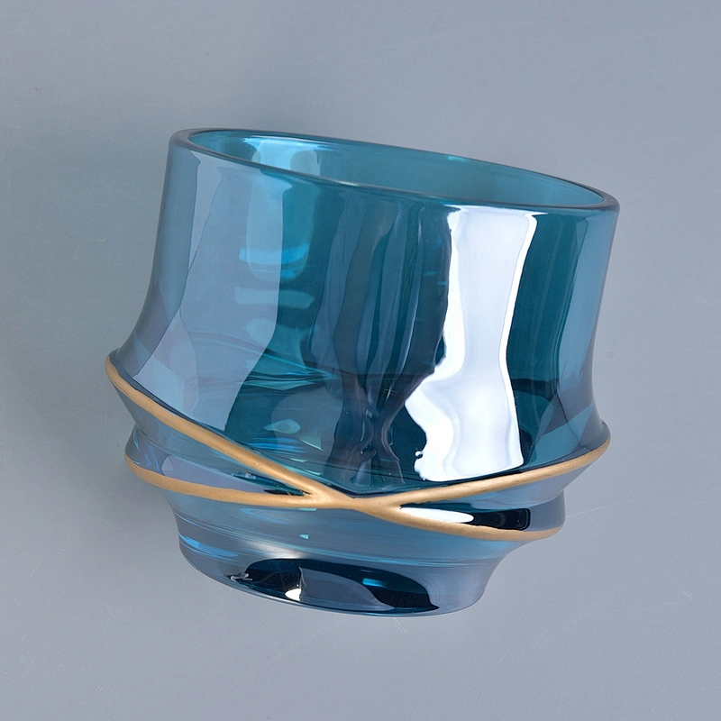 Home decoration X design blue candle glass jars