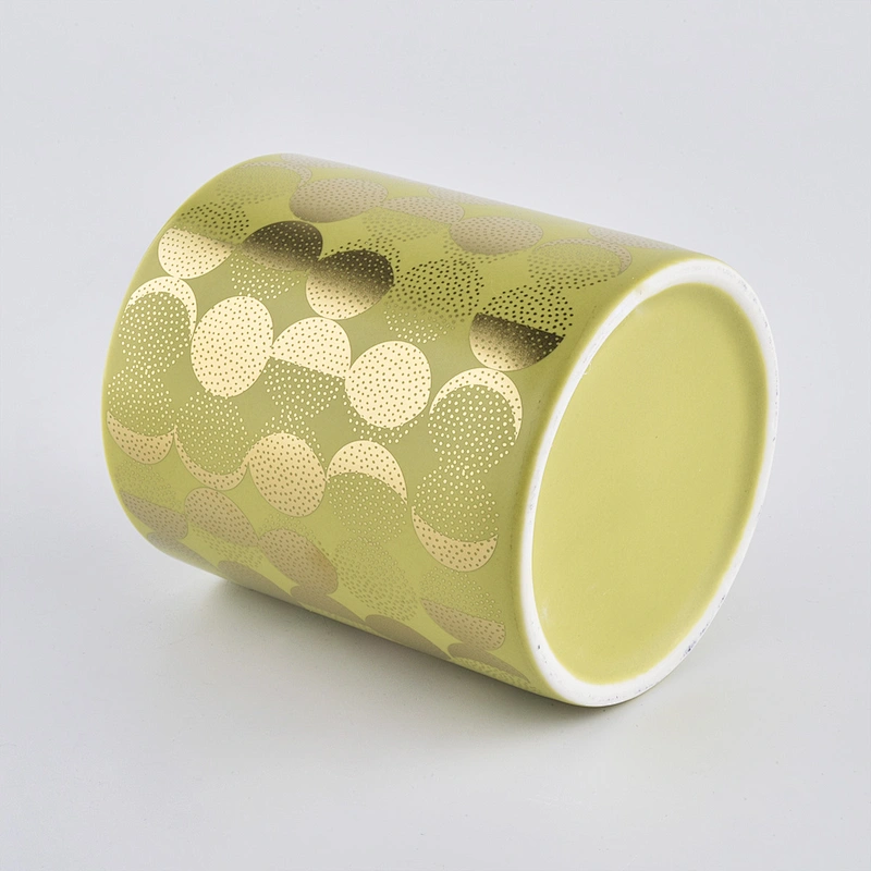 empty ceramic candle jars with gold prints, 12 oz fancy candle jars