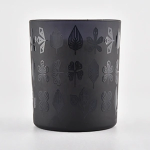 Wholesales black frosted luxury empty glass candle jars holders