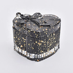 140ML Nice Heart Shape Glass Candle Jar with Lid Black