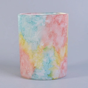 Sunny new design Luxury cylinder ceramic Multicolored candle jar bulk