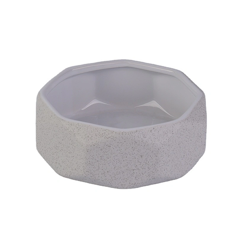 Sunny grey luxury Polygon tealight ceramic candle jar