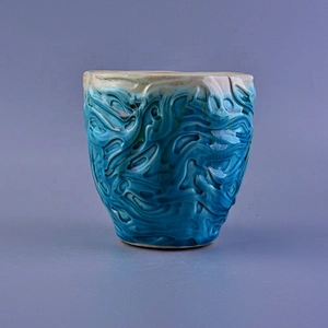 10oz 20oz Bulk vintage blue candle ceramic jars