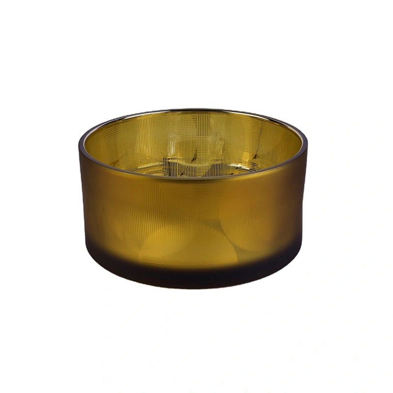 Manufacturer Factory price large golden custom glass candle jars 10oz 14oz