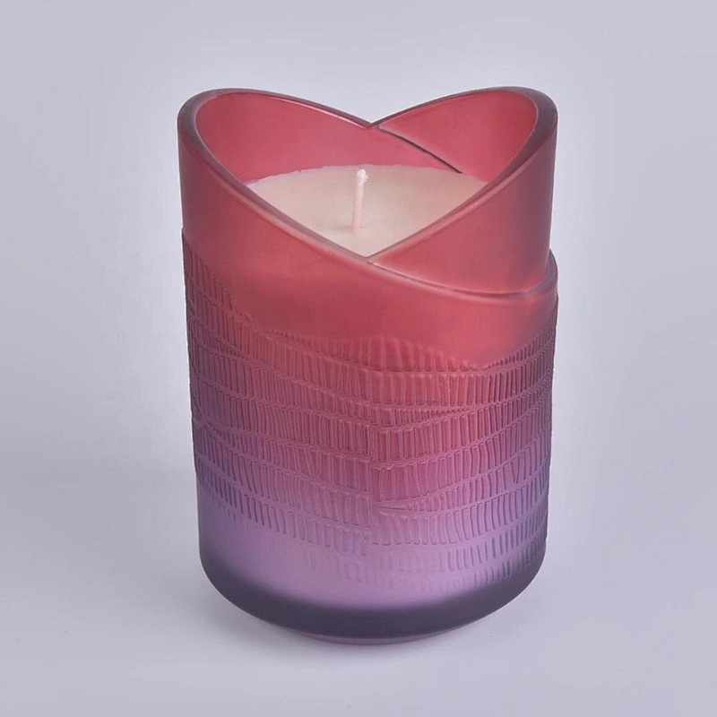 Luxury Colorful Heart Design Glass Candle Jars