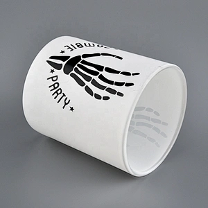 hands skeleton white glass candle jars