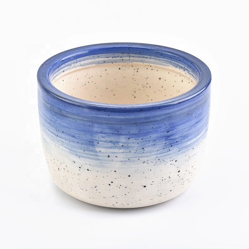 Round handmade painting ceramic candle containers votive scented candle holders wedding decor