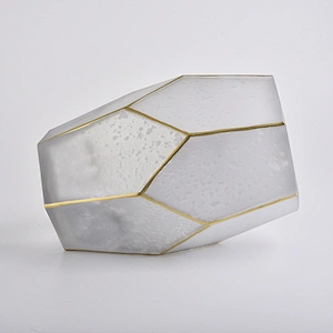 Geo cut large luxury electroplating glass candle jar