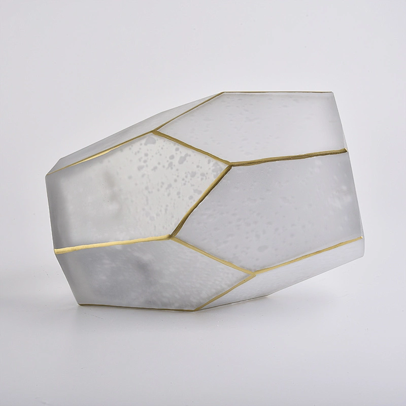 Geo cut large luxury electroplating glass candle jar