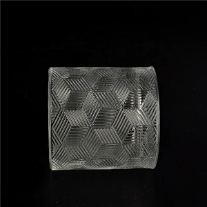 10oz 12oz 14oz Wholesales Luxury geometric glass candle holder with crystal lid