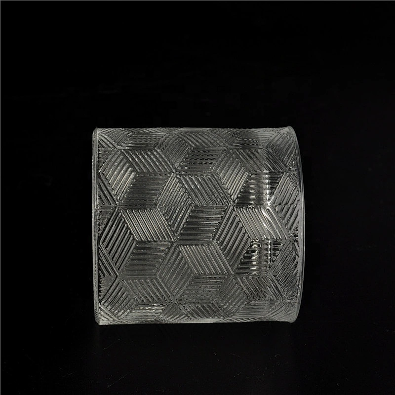 10oz 12oz 14oz Wholesales Luxury geometric glass candle holder with crystal lid