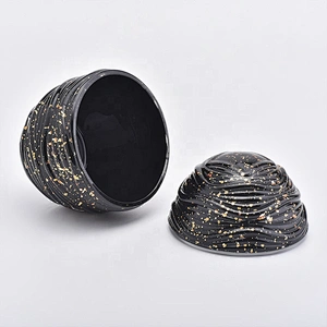 glass candle holder egg shape black color, luxury glass candle jar christmas gift
