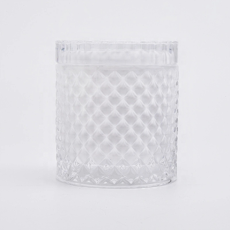 9oz White Glass Candle Vessels with Glass Lids Home Decor Wholesales