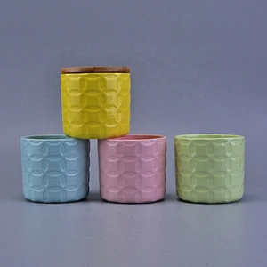 Wholesales pink ceramic candle holder with wood lid