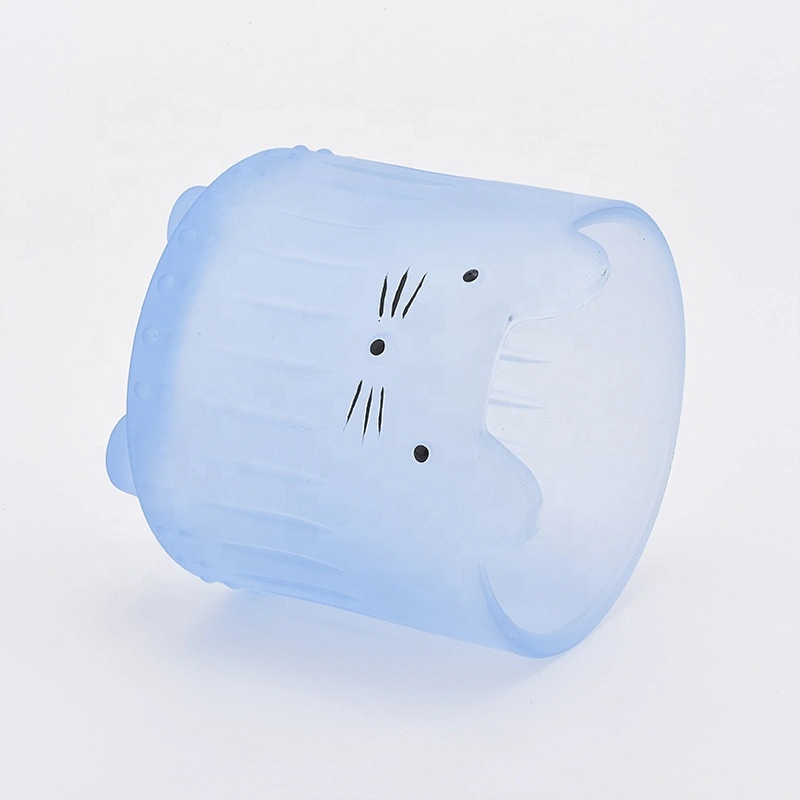 Sunny design Blue customized pig-shape standing glass candle holder