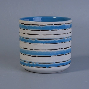 Vintage blue round hurricane ceramic scented candle holders home decor supply