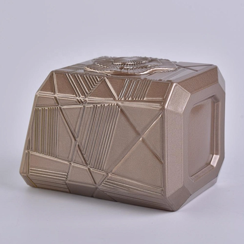 Home decoration Trapezoid brass Glass candle jars