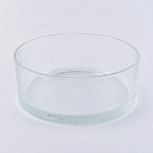 Customized wide round glass candle container home decor wholesale
