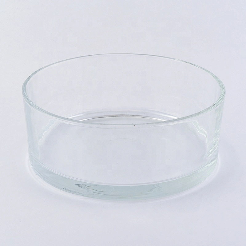 Customized wide round glass candle container home decor wholesale