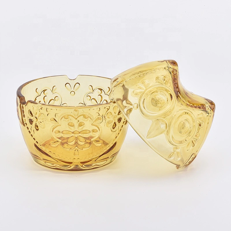 Golden parrot shape candle jar glass candle vessel with lid for wedding decoration