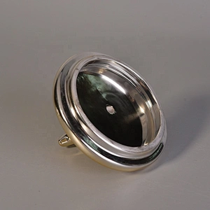 Unique black ceramic candle holder with gold lid for home decor
