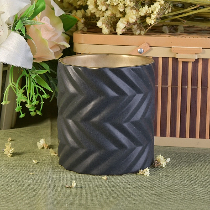 Geo cut cylinder plating ceramic votive candle container customized candle vessel wedding centerpieces supplier