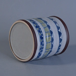 Vintage glaze painted ceramic candle jar cylinder home decoration