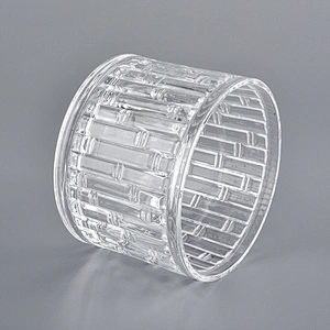 transparent glass candle container with pattern, luxury glass candle holder