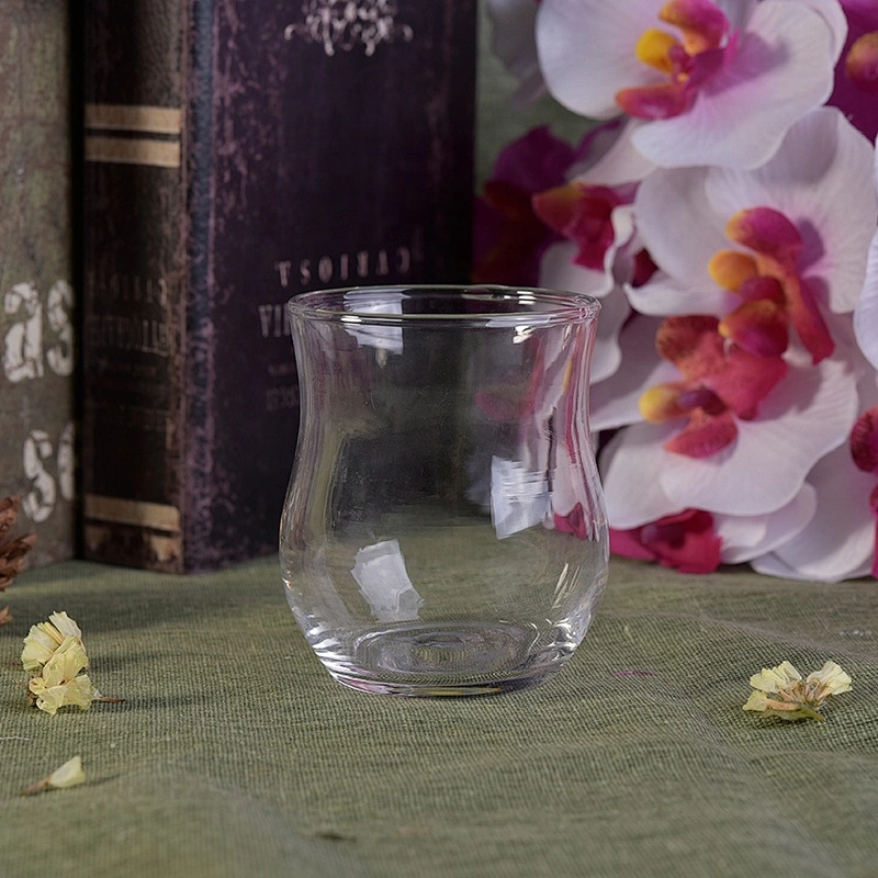 Empty high machine blown candle vessel glass tea light candle jar living roon decor supplier